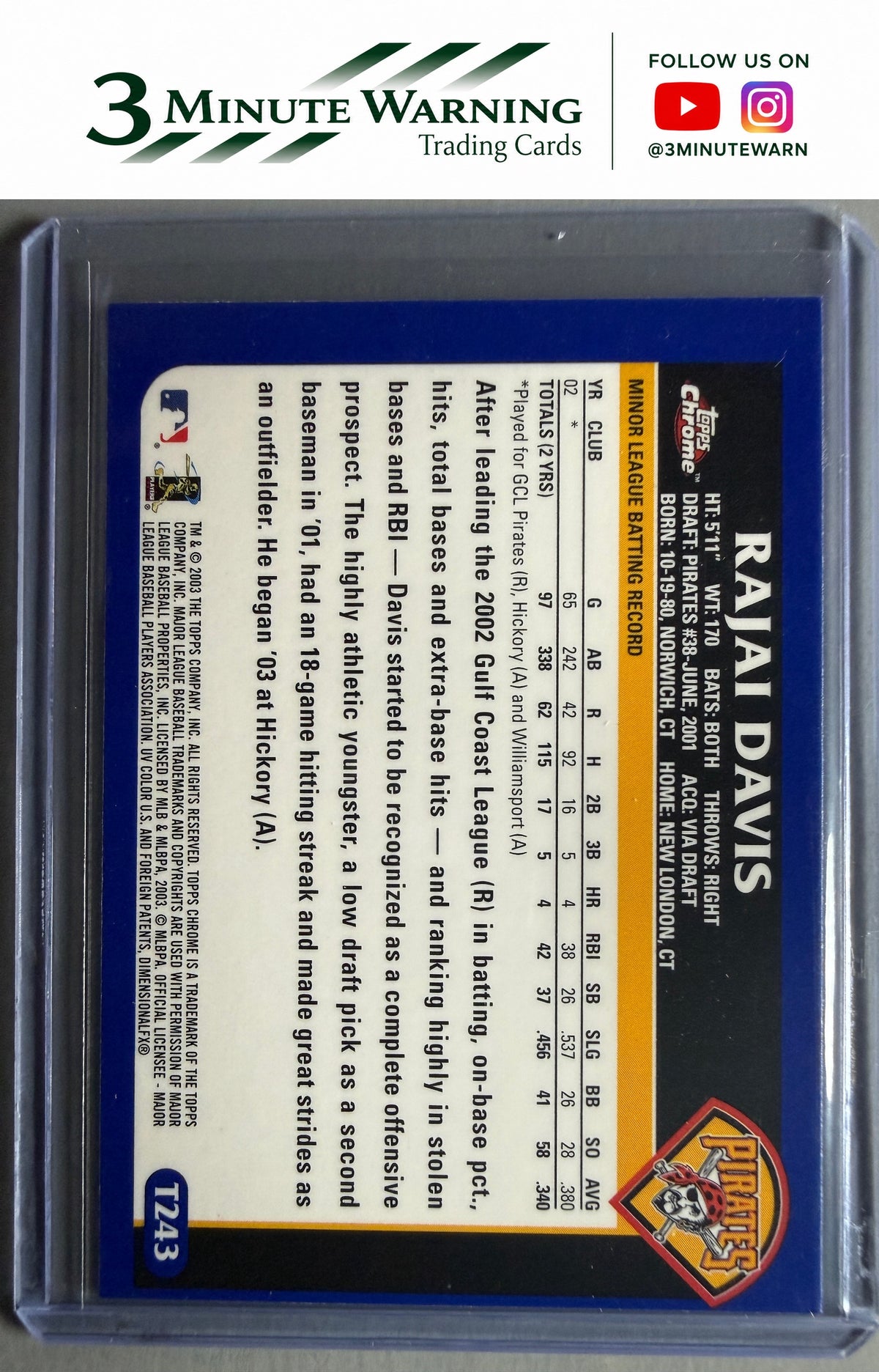 2003 Topps Traded & Rookies #T243 Rajai Davis Chrome