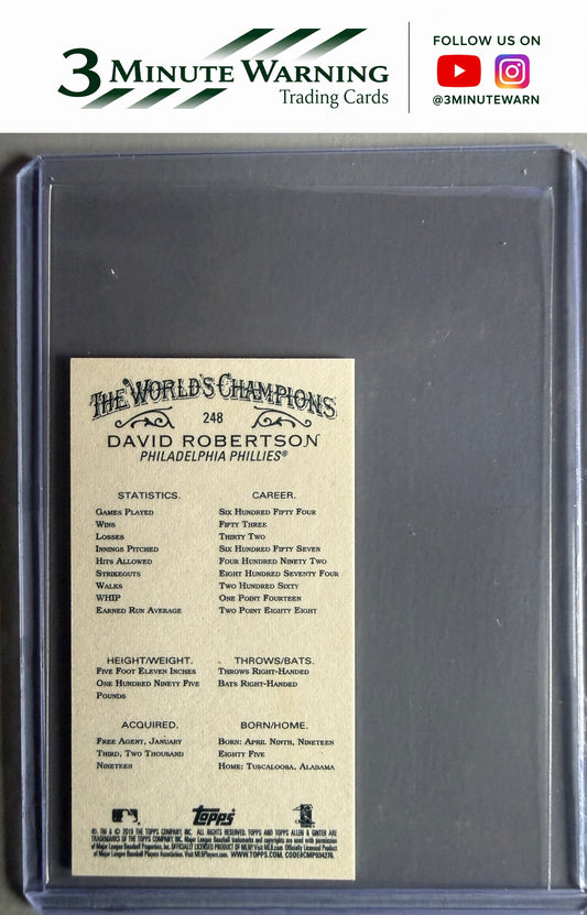 2019 Topps Allen & Ginter #248 David Robertson Mini Black Border
