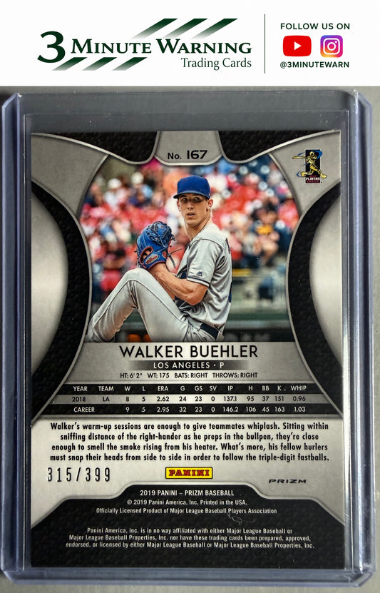 2019 Panini Prizm #167 Walker Buehler Blue Mojo Prizm #/399