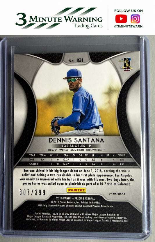 2019 Panini Prizm #181 Dennis Santana Blue Mojo Prizm #/399
