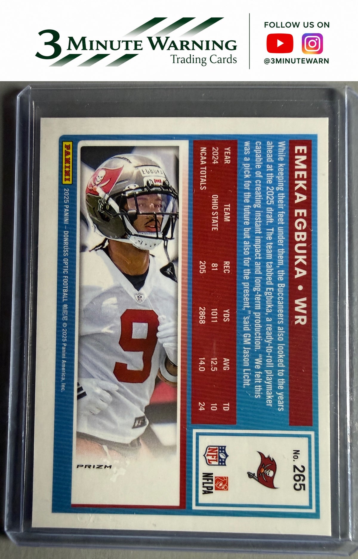 2025 Donruss Optic #265 Emeka Egbuka Blue Scope