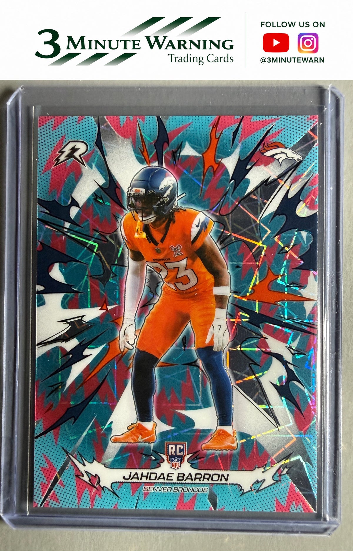 2025 Topps Resurgence #127 Jahdae Barron Sky Blue & Pink Shock Refractor