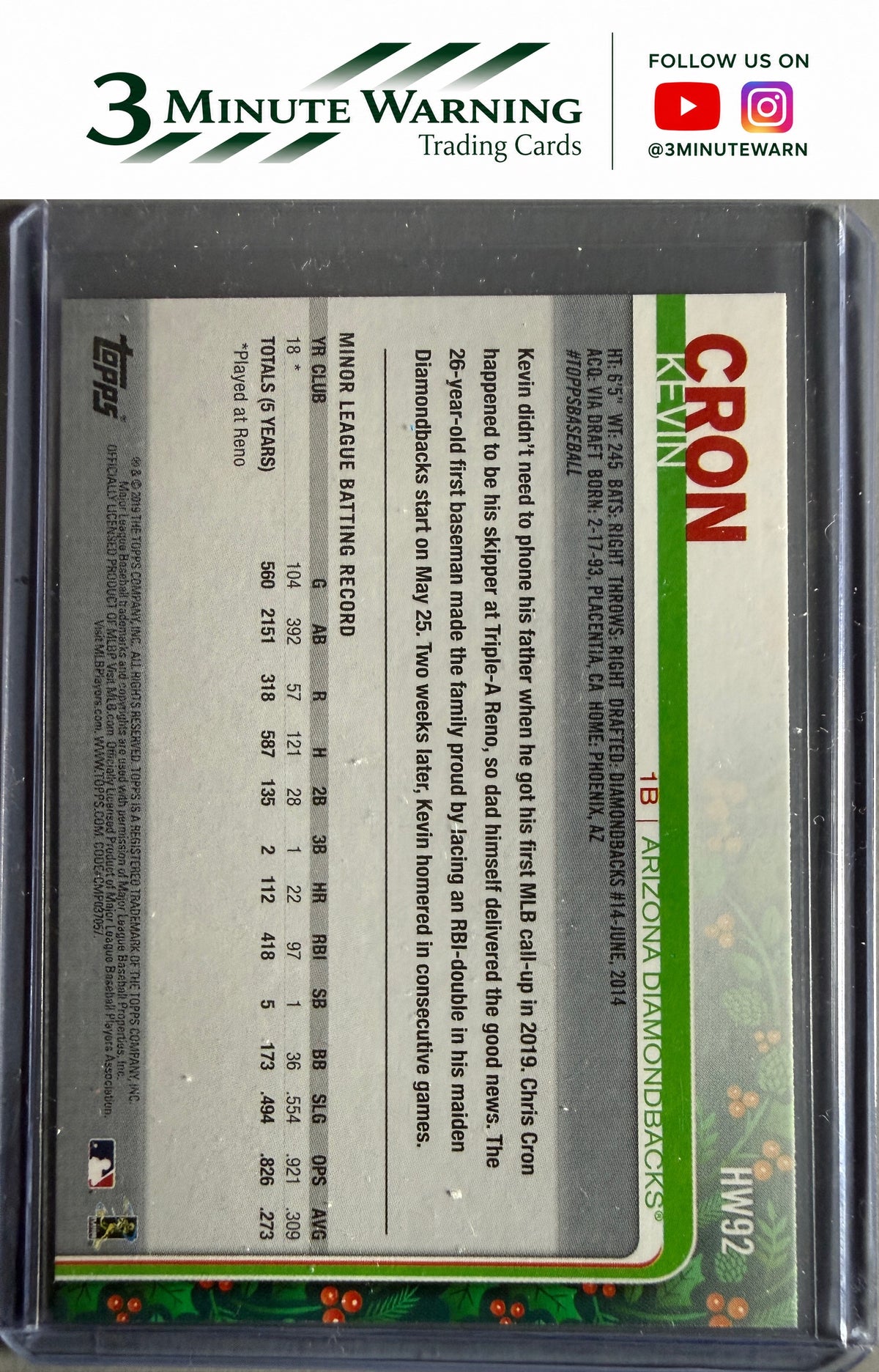 2019 Topps Holiday #HW92 Kevin Cron