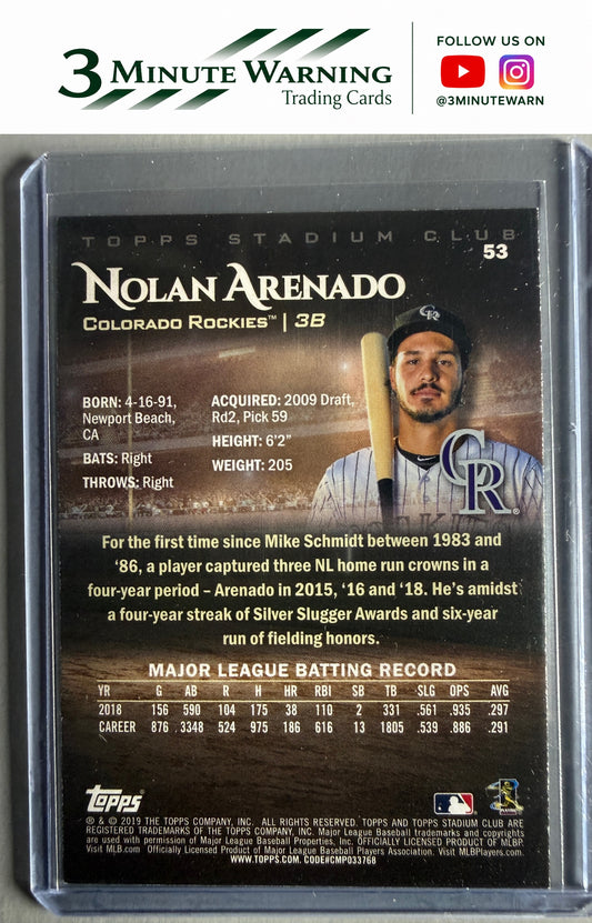 2019 Stadium Club #53 Nolan Arenado