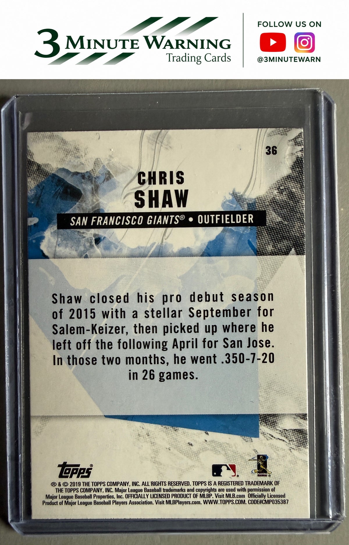2019 Topps Fire #36 Chris Shaw Flame