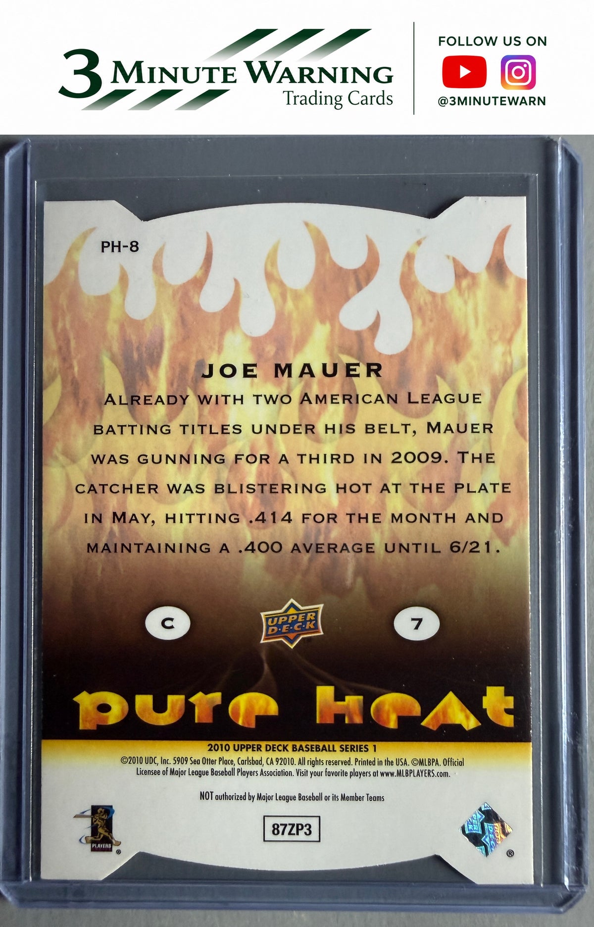 2010 Upper Deck #PH-8 Joe Mauer Pure Heat