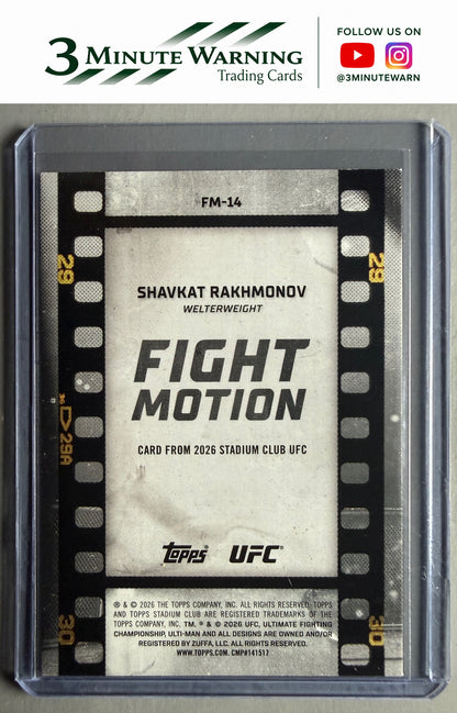 2026 Stadium Club UFC #FM-14 Shavkat Rakhmonov Fight Motion