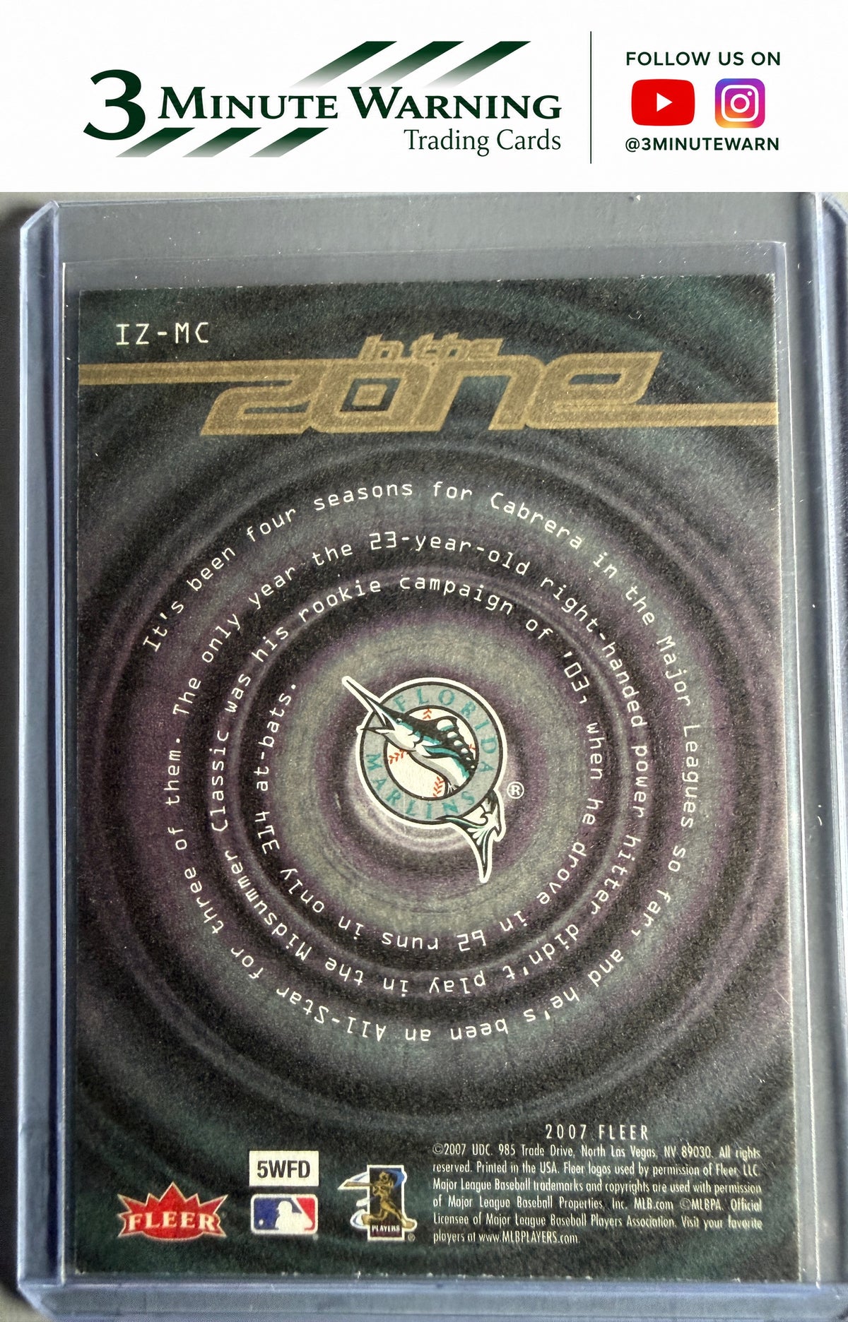 2007 Fleer #IZ-MC Miguel Cabrera In the Zone
