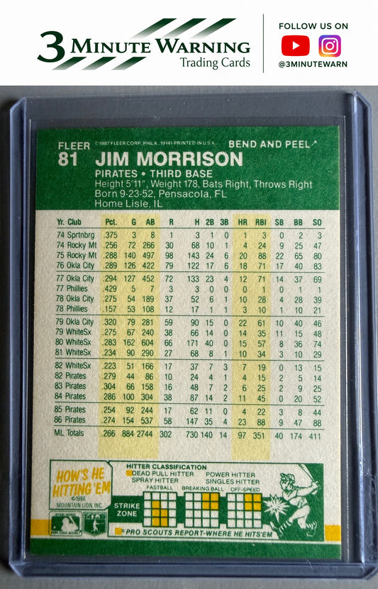 1987 Fleer Star Stickers #81 Jim Morrison