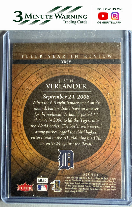 2007 Fleer #YR-JV Justin Verlander Year in Review