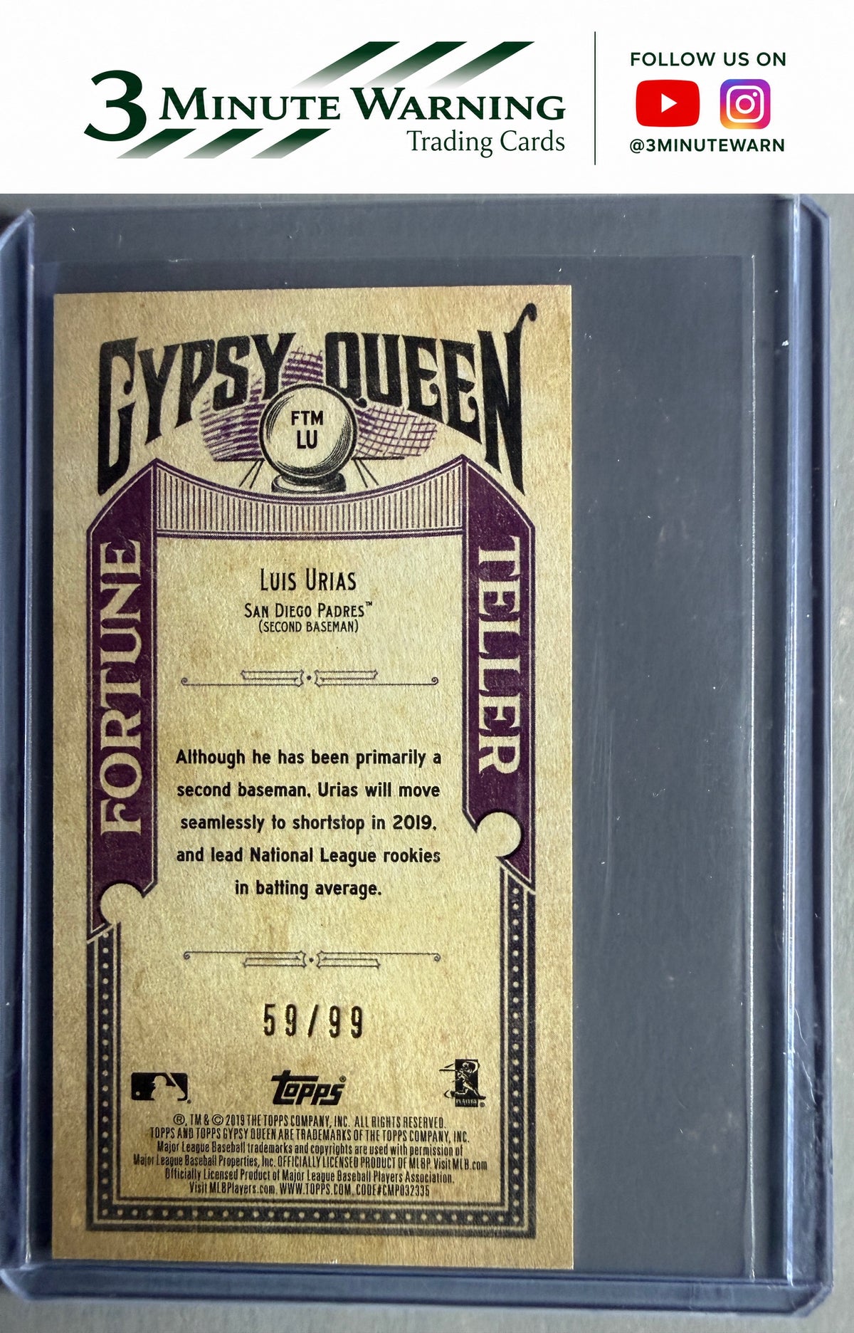 2019 Topps Gypsy Queen #FTM-LU Luis Urias Fortune Teller Minis Green #/99