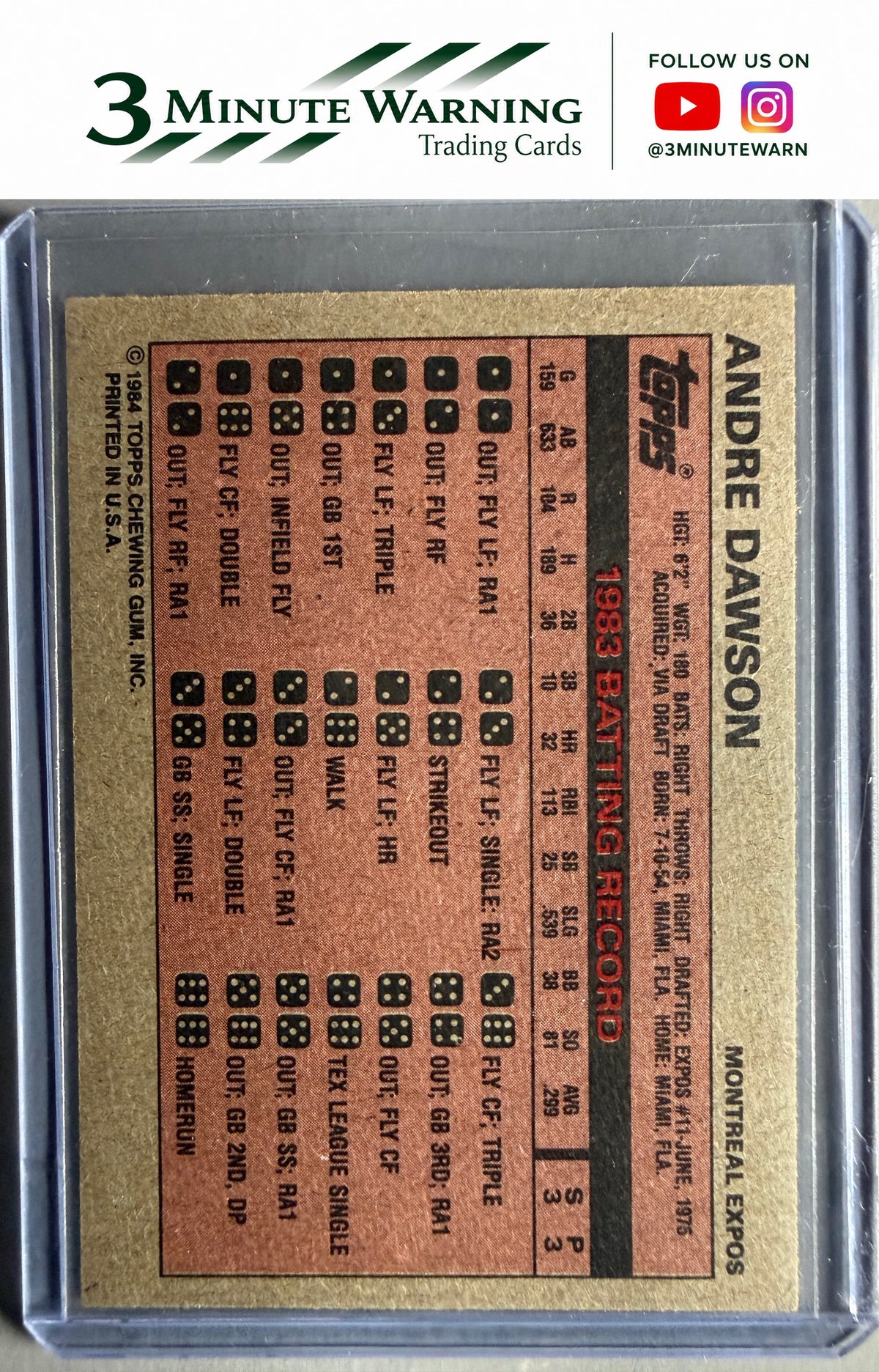1984 Topps Milton Bradley #NNO Andre Dawson
