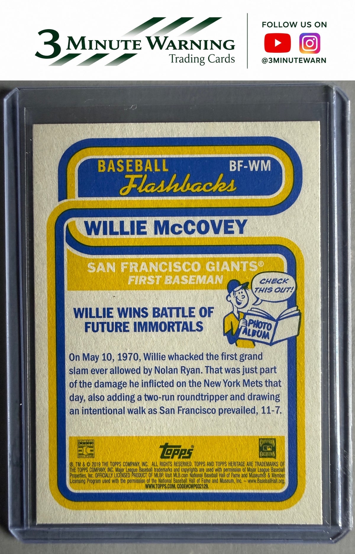 2019 Topps Heritage #BF-WM Willie McCovey Baseball Flashbacks