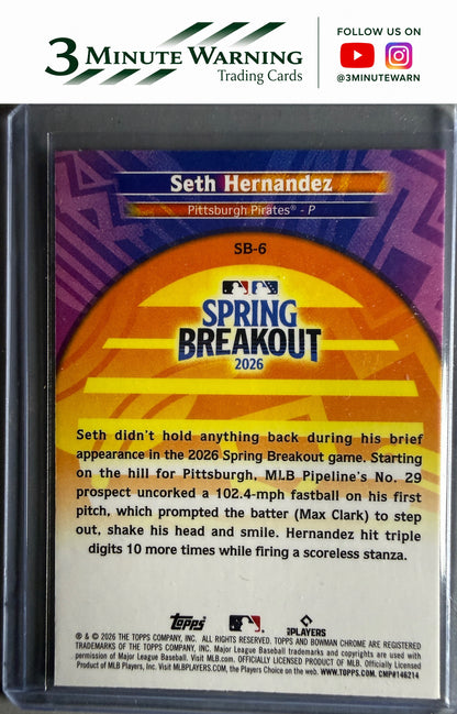 2026 Bowman Chrome #SB-6 Seth Hernandez Spring Breakout 2026 Mojo Refractor