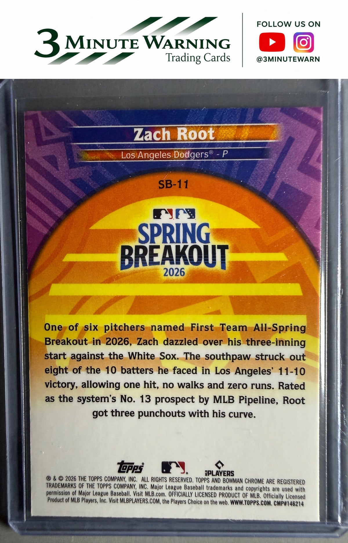 2026 Bowman Chrome #SB-11 Zach Root Spring Breakout 2026 Mojo Refractor