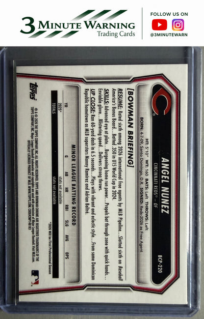 2026 Bowman Chrome #BCP-220 Angel Nunez Prospects Mojo