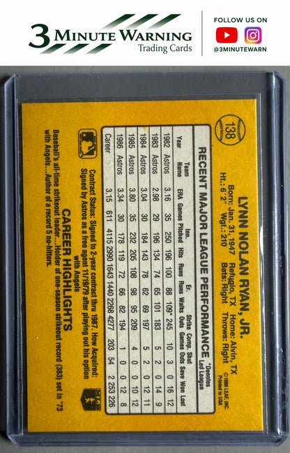 1987 Donruss #138 Nolan Ryan