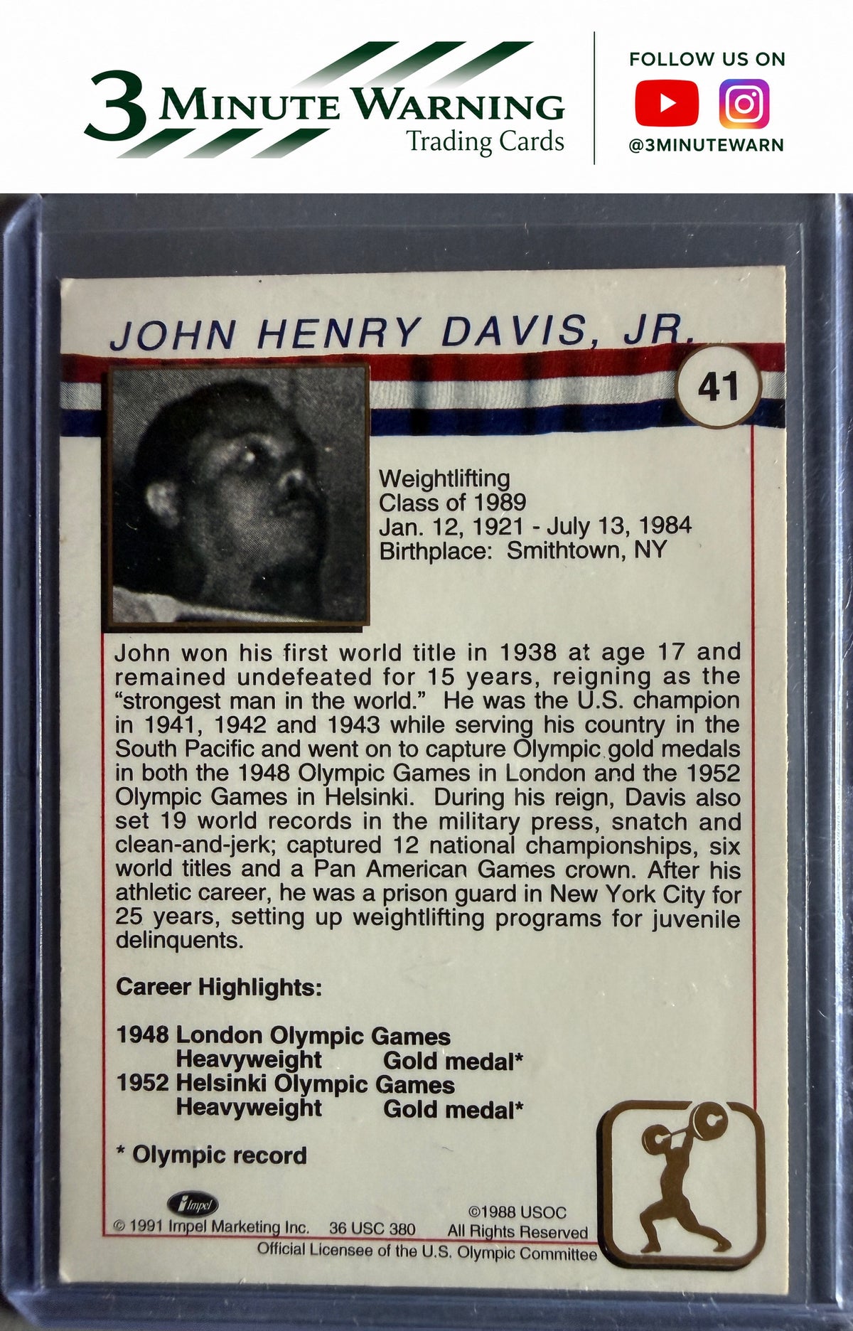 1991 Impel U.S. Olympic Hall of Fame #41 John Davis