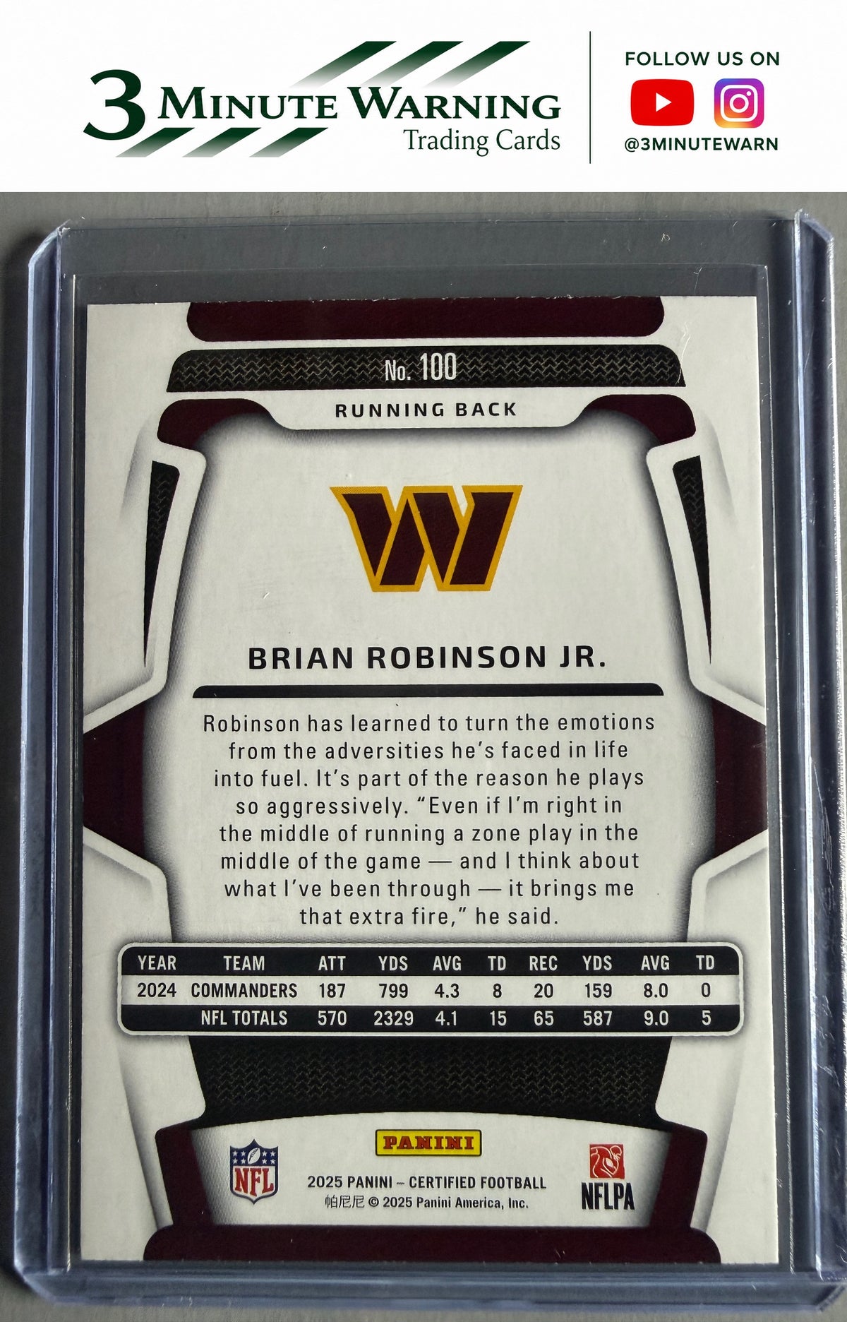 2025 Panini Certified #100 Brian Robinson Jr.