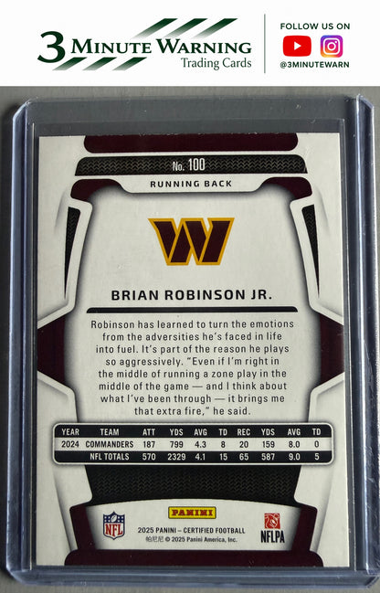 2025 Panini Certified #100 Brian Robinson Jr.