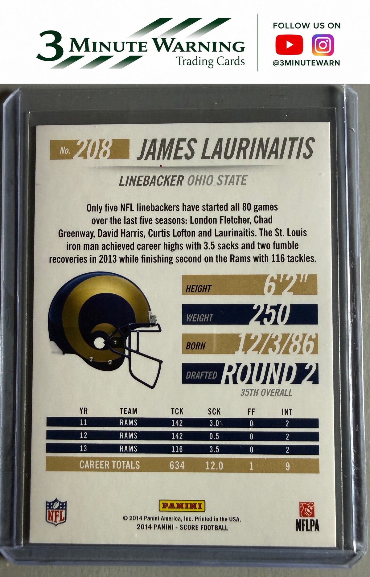 2014 Score #208 James Laurinaitis