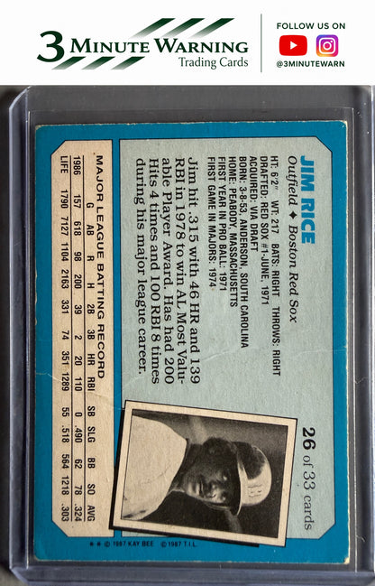 1987 Topps Kay-Bee Superstars of Baseball #26 Jim Rice