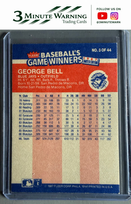 1987 Fleer Baseball's Game Winners #3 George Bell