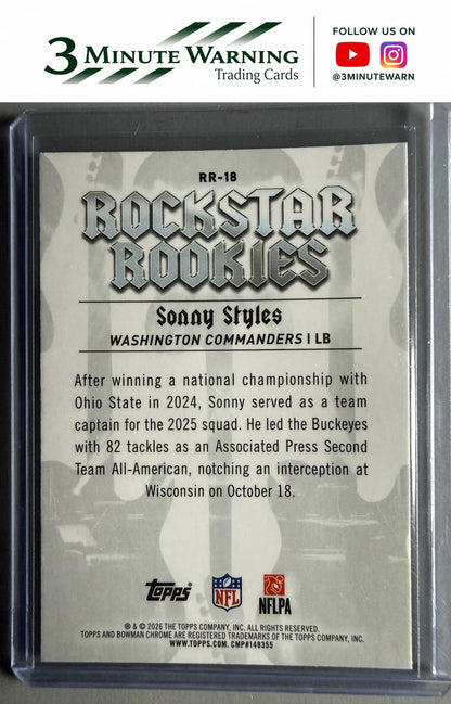 2026 Bowman Football #RR-18 Sonny Styles Rockstar Rookies