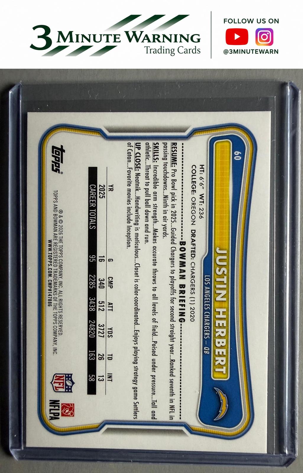 2026 Bowman Football #60 Justin Herbert
