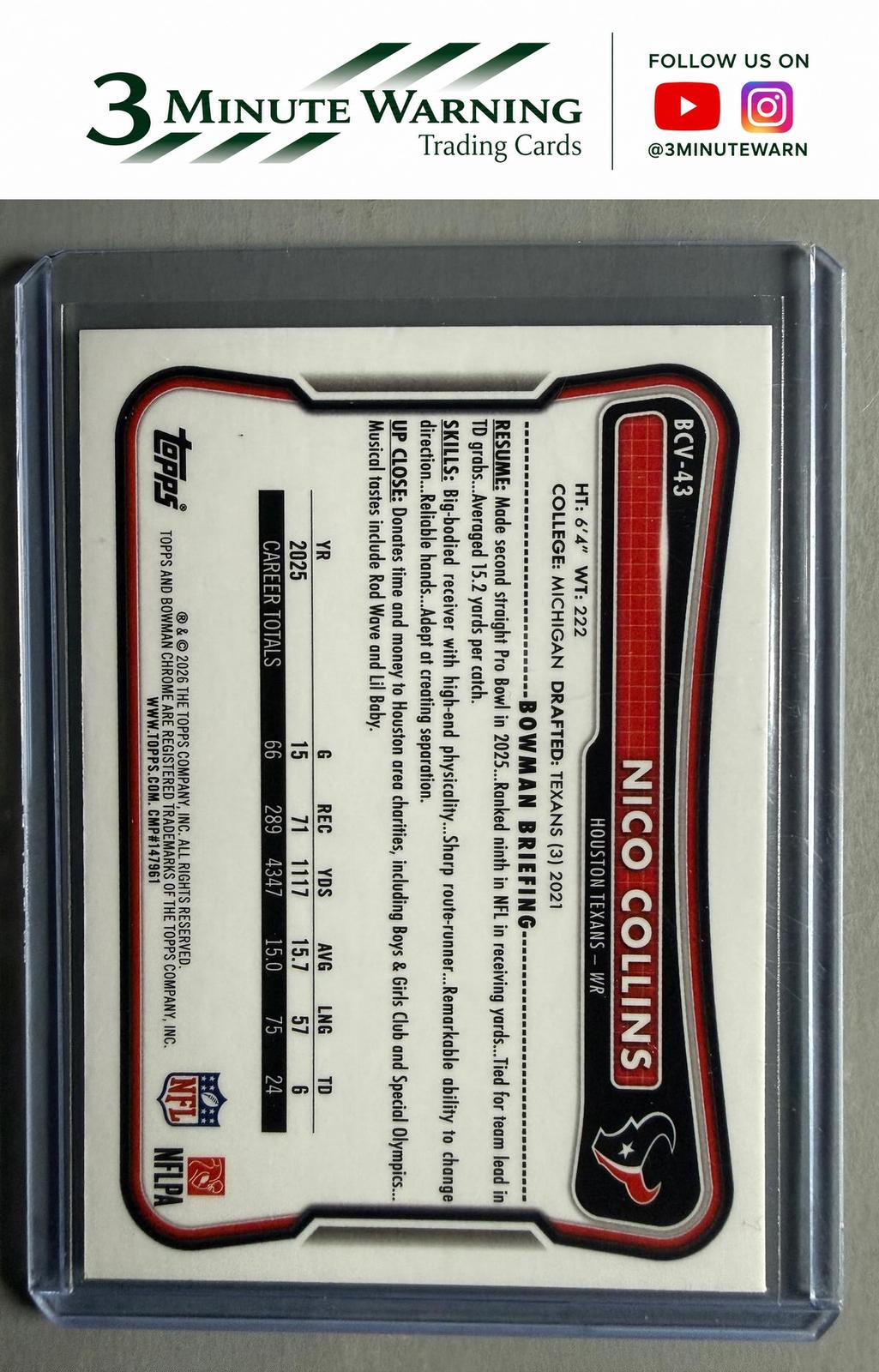 2026 Bowman #BCV-43 Nico Collins Chrome