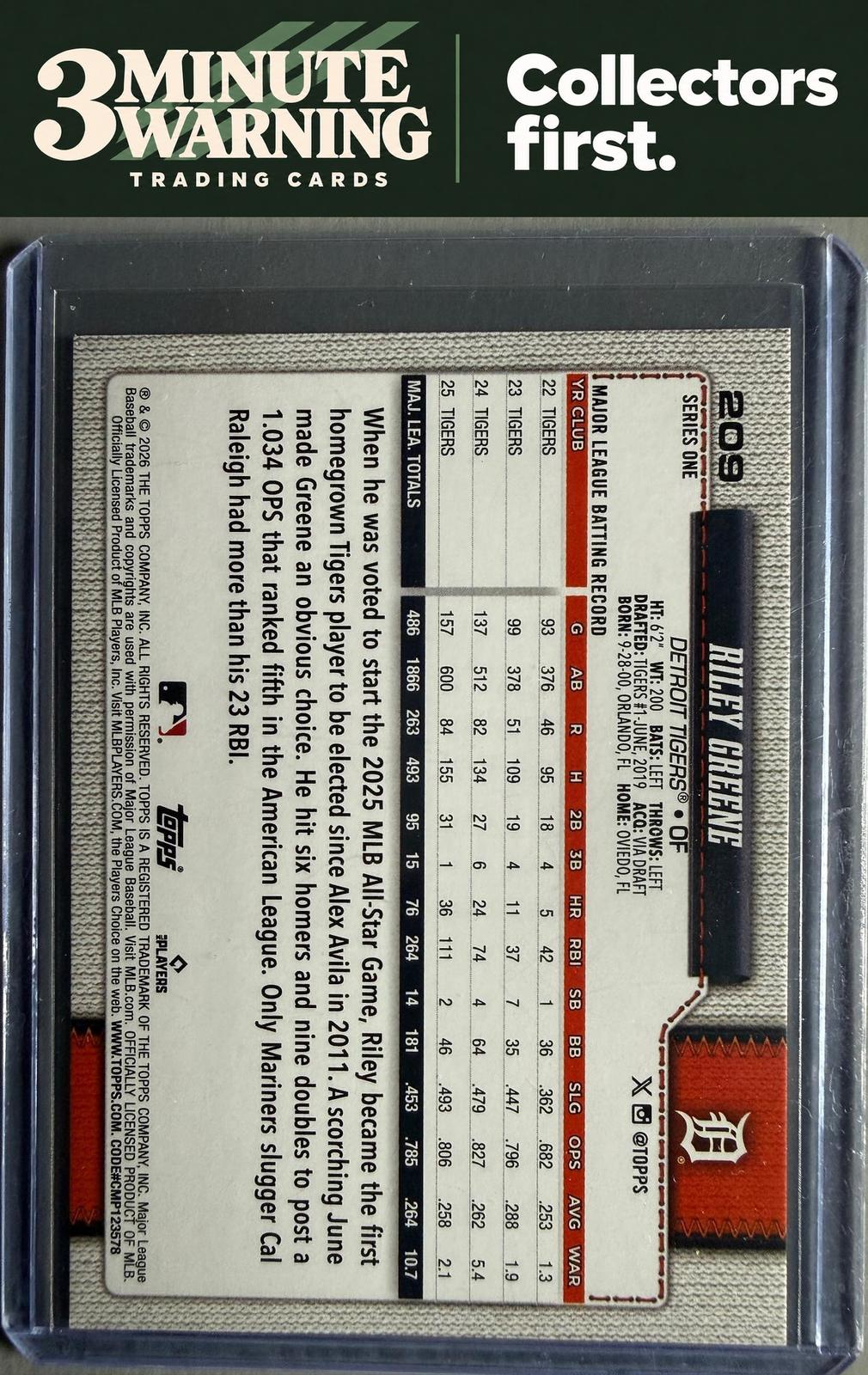 2026 Topps #209 Riley Greene Dugout Peeks