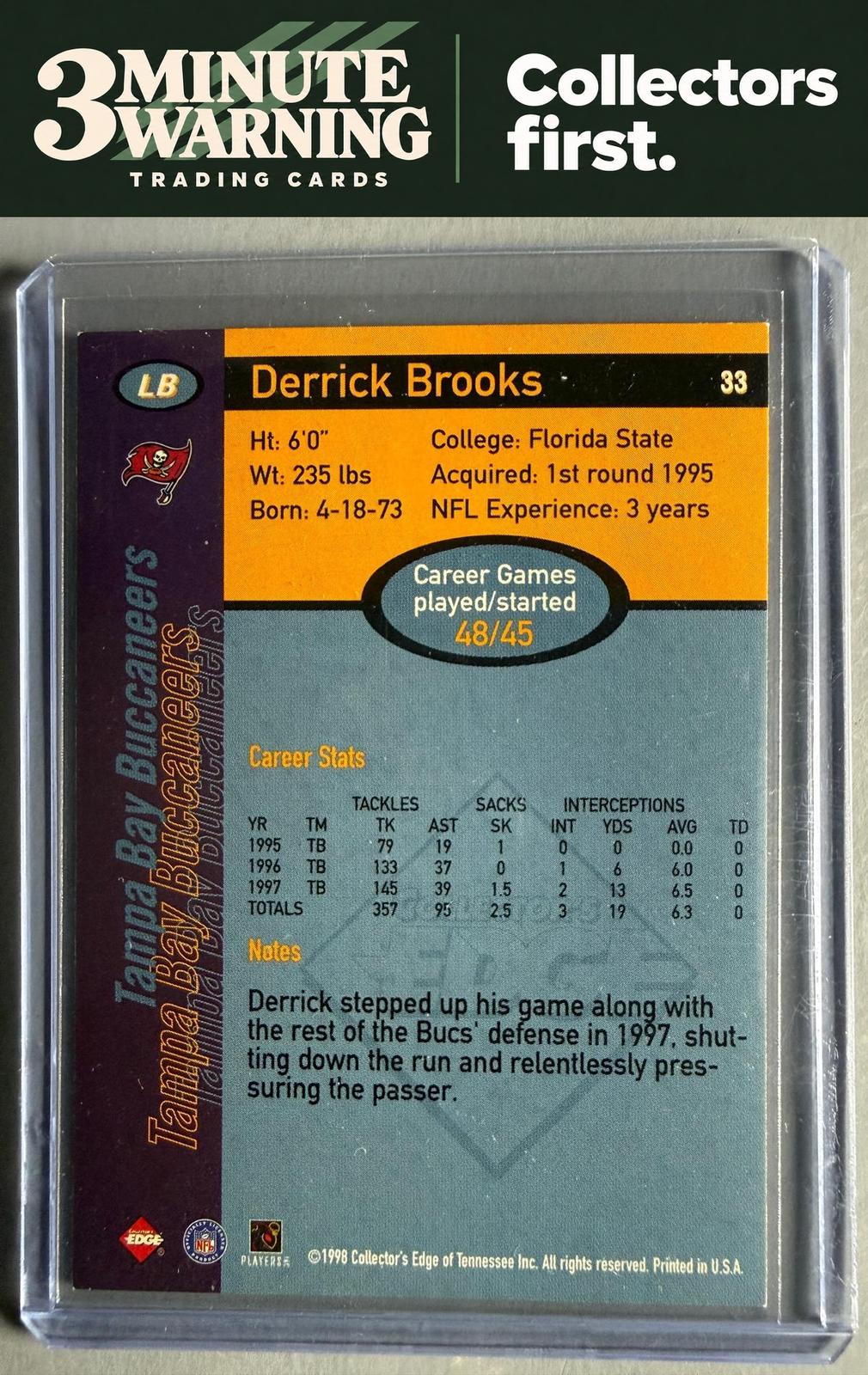 1998 Collector's Edge First Place #33 Derrick Brooks