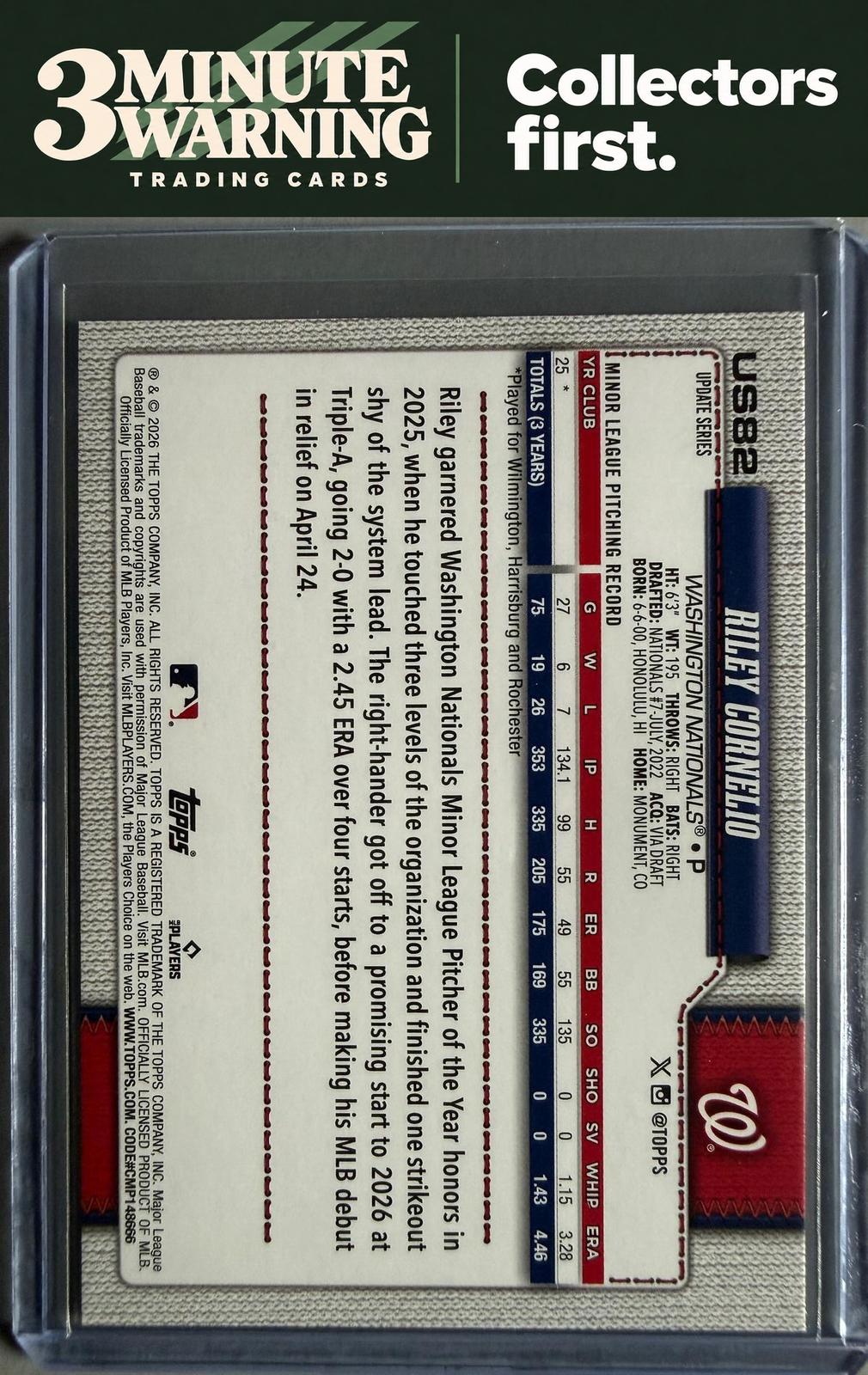 2026 Topps Update #US82 Riley Cornelio