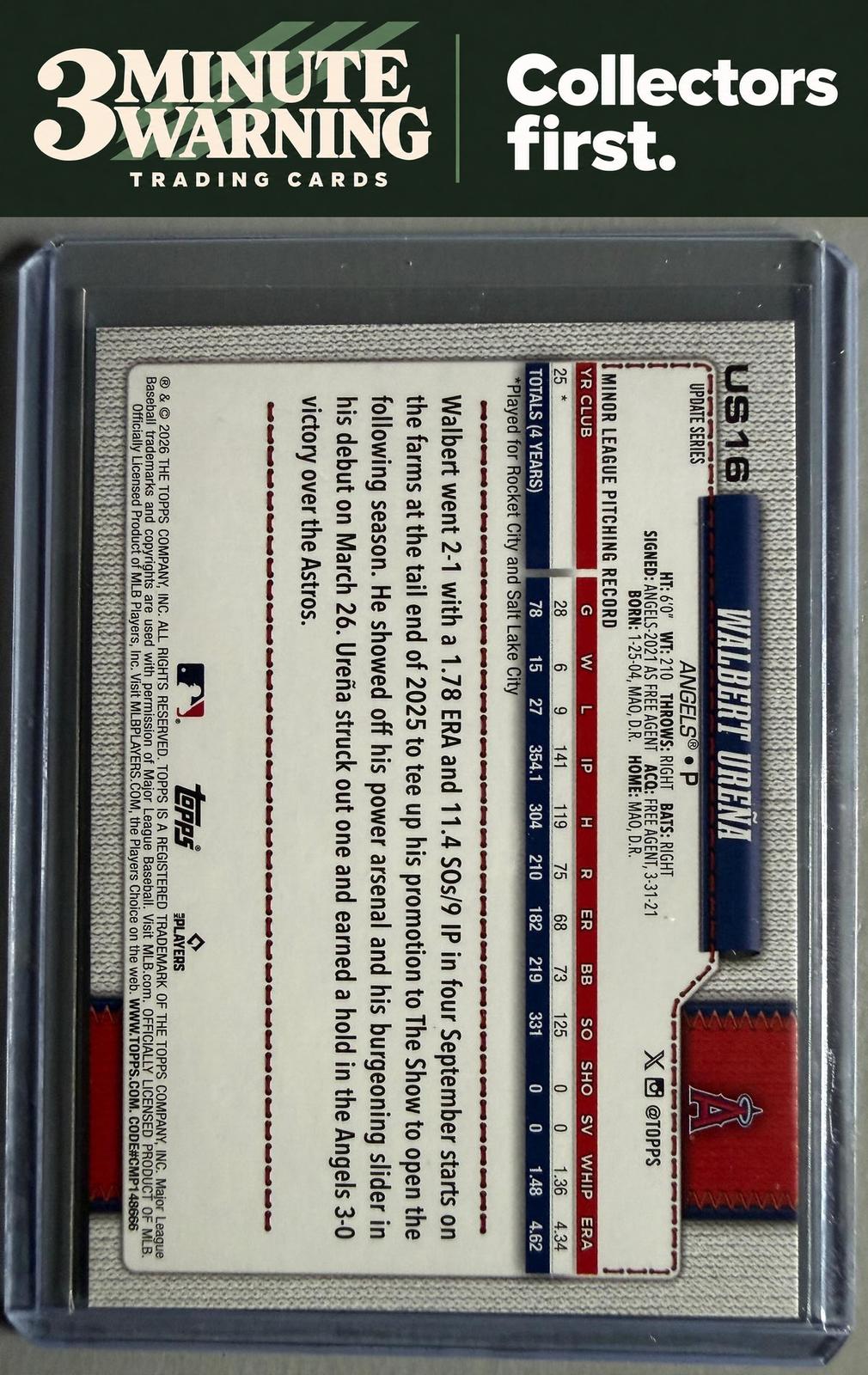 2026 Topps Update #US16 Walbert Ureña