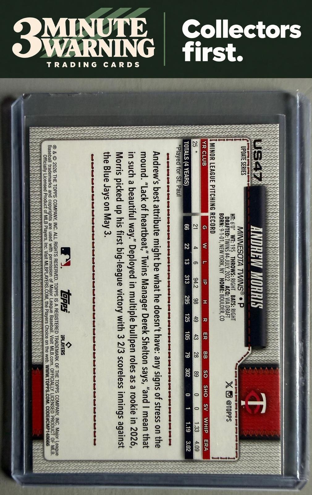 2026 Topps Update #US47 Andrew Morris