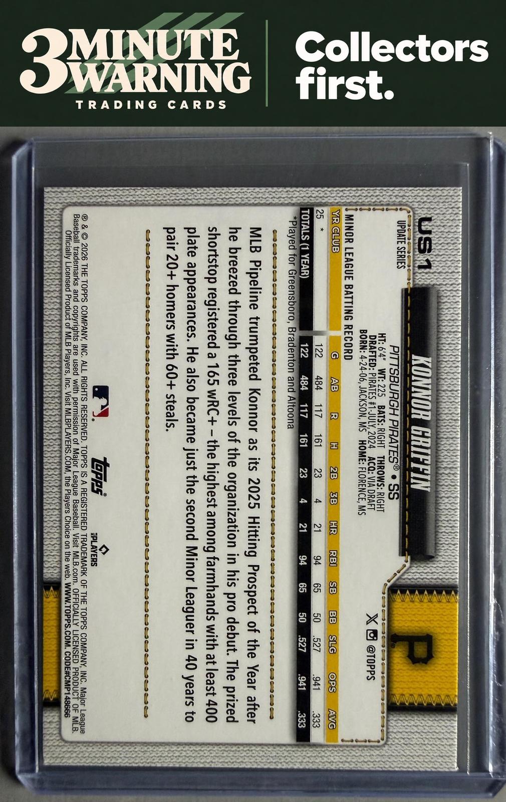 2026 Topps Update #US1 Konnor Griffin