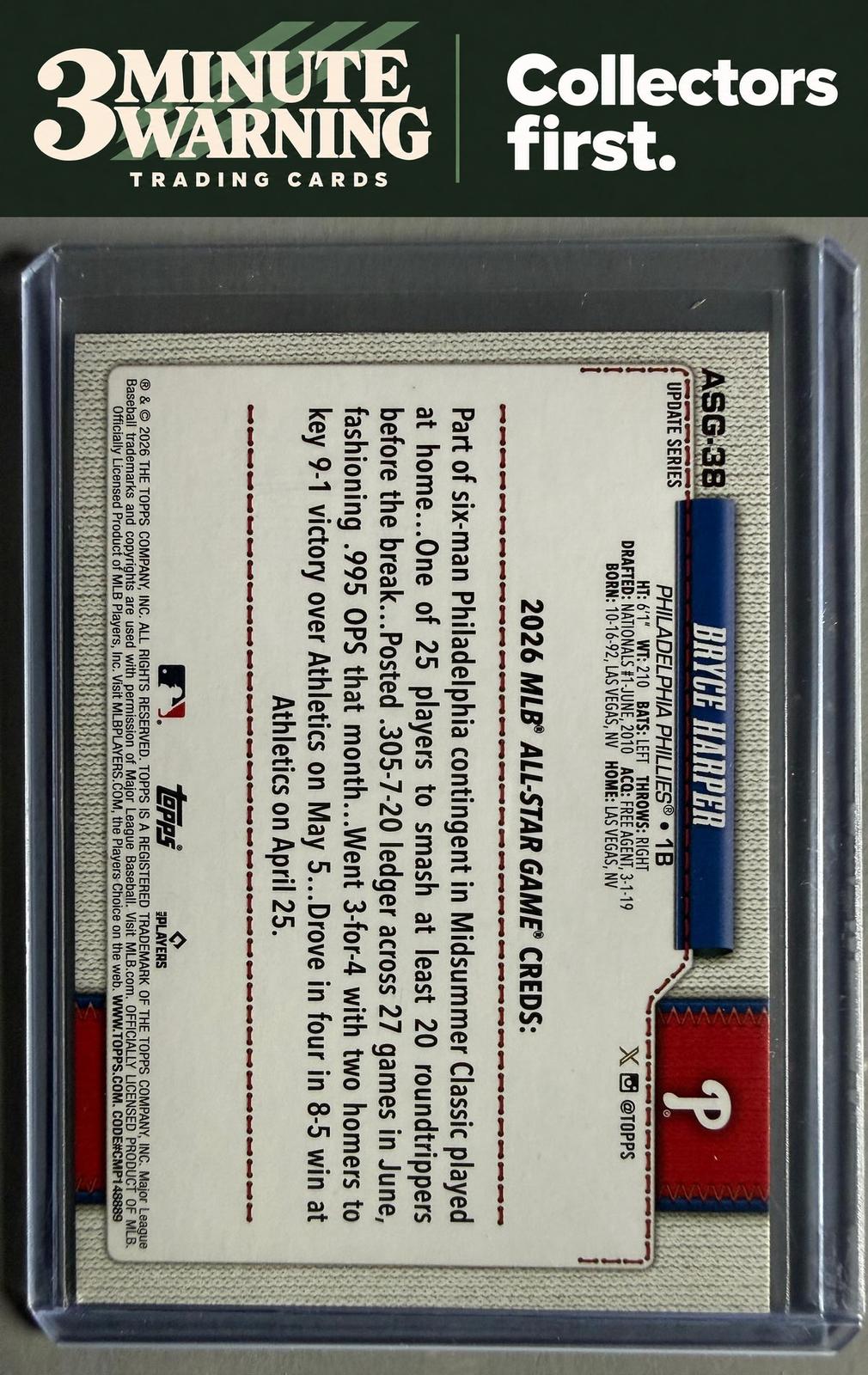 2026 Topps Update #ASG-38 Bryce Harper 2026 All-Star Game Rainbow Foil