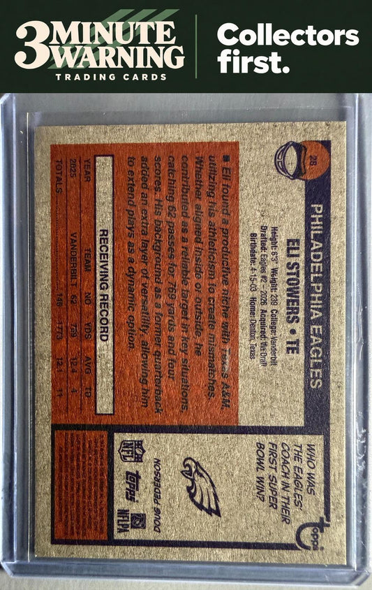 2026 Topps Heritage #28 Eli Stowers Dark Green Border