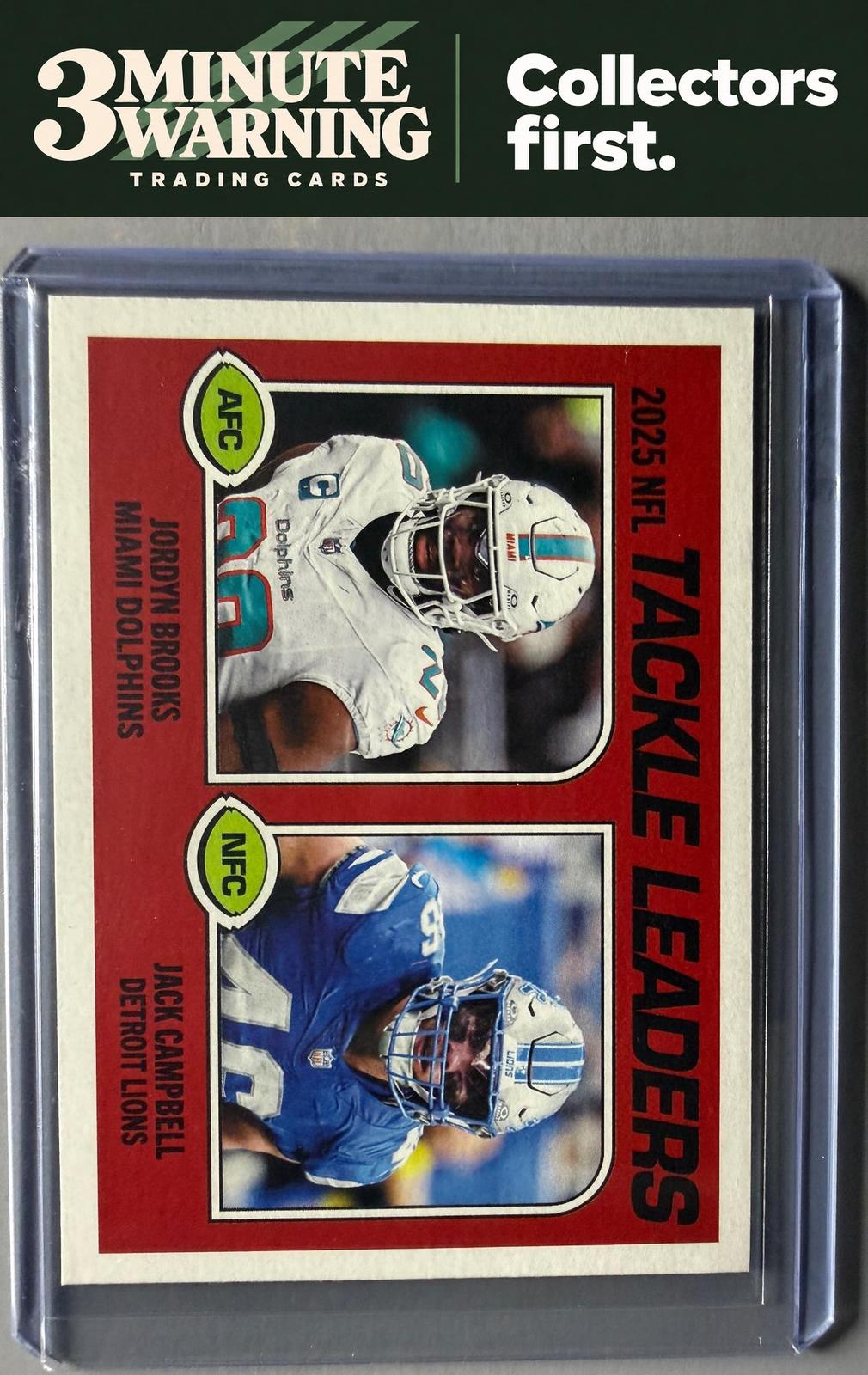 2026 Topps Heritage #207 2025 Tackle Leaders (Jack Campbell / Jordyn Brooks)