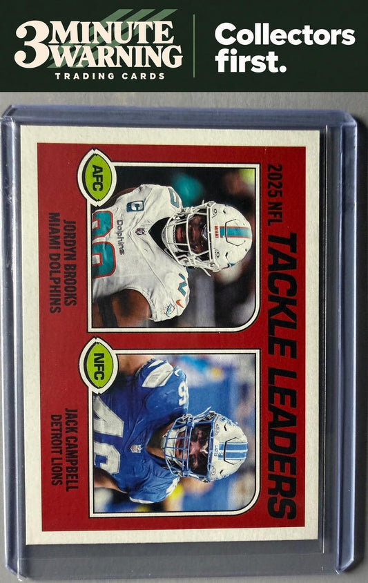 2026 Topps Heritage #207 2025 Tackle Leaders (Jack Campbell / Jordyn Brooks)