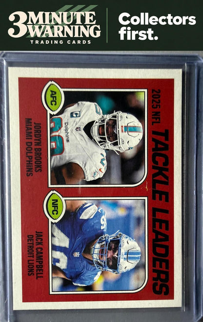 2026 Topps Heritage #207 2025 Tackle Leaders (Jack Campbell / Jordyn Brooks)