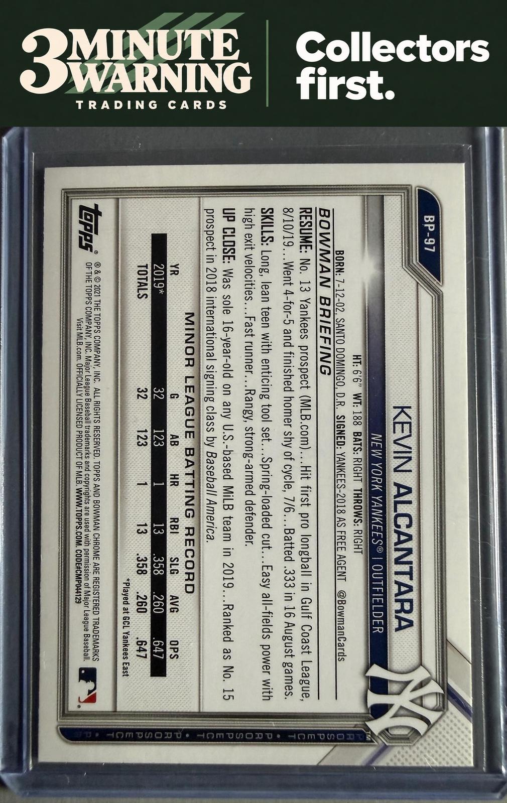 2021 Bowman #BP-97 Kevin Alcantara Prospects