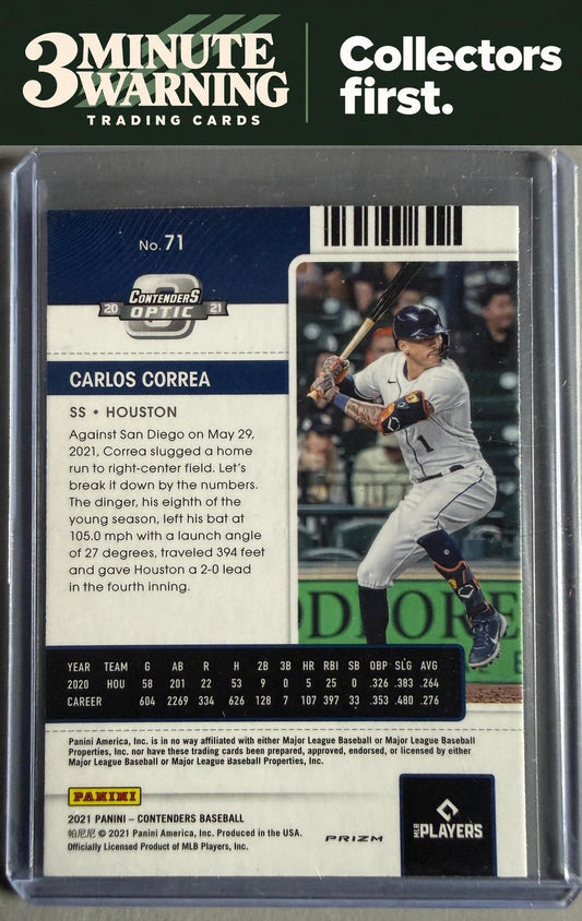 2021 Panini Contenders #71 Carlos Correa Optic Green Wave