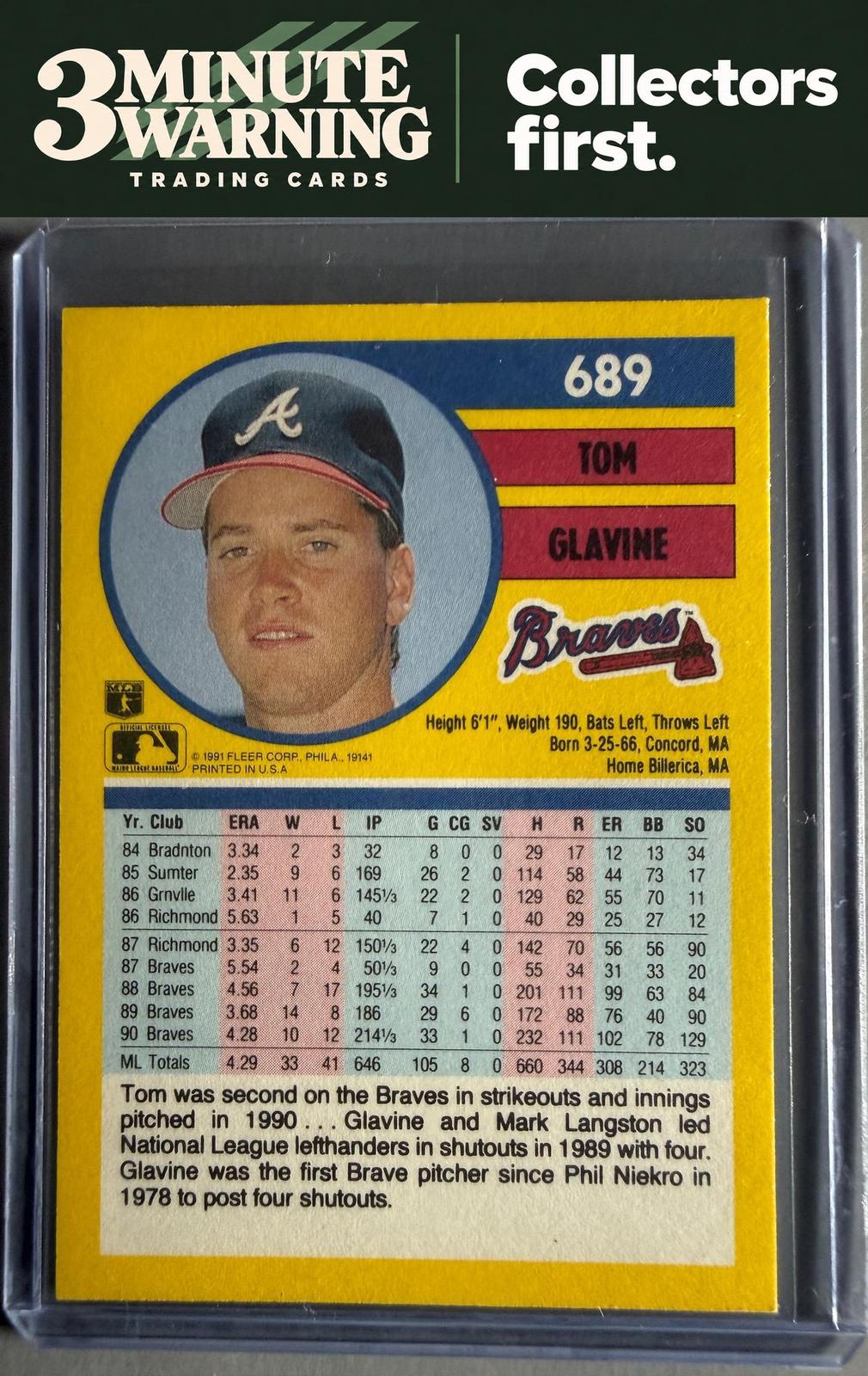 1991 Fleer #689b Tom Glavine
