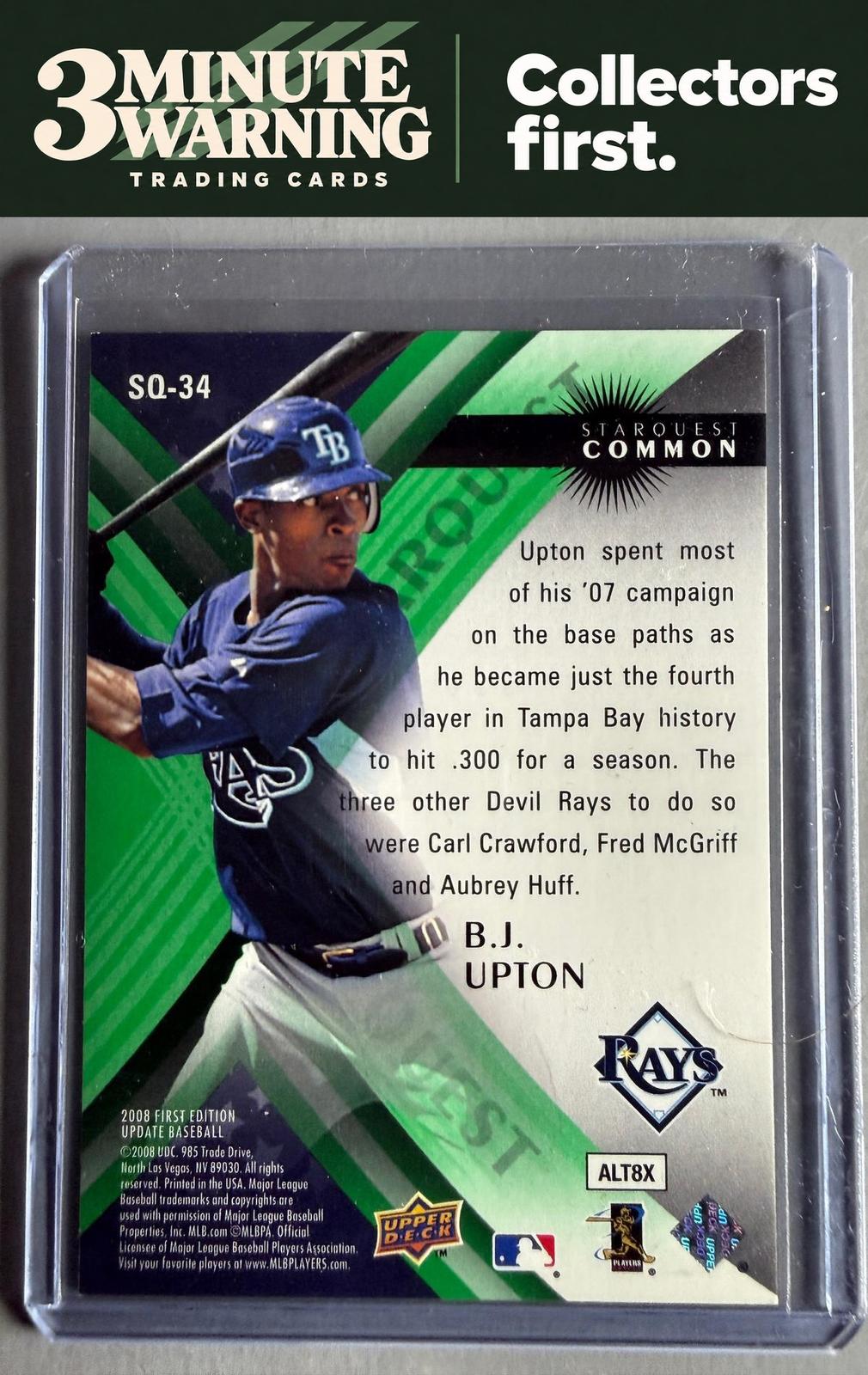 2008 Upper Deck First Edition #SQ-34 B.J. Upton StarQuest Green Common