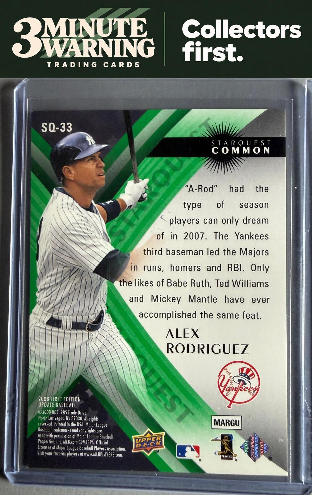 2008 Upper Deck First Edition #SQ-33 Alex Rodriguez StarQuest Green Common