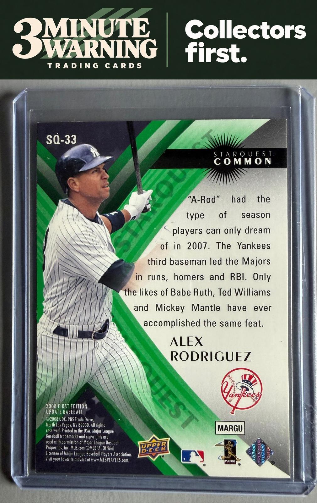 2008 Upper Deck First Edition #SQ-33 Alex Rodriguez StarQuest Green Common