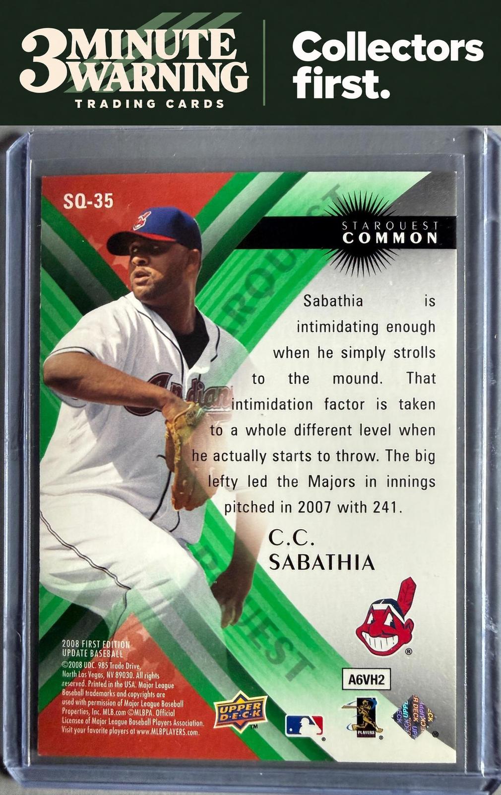 2008 Upper Deck First Edition #SQ-35 CC Sabathia StarQuest Green Common