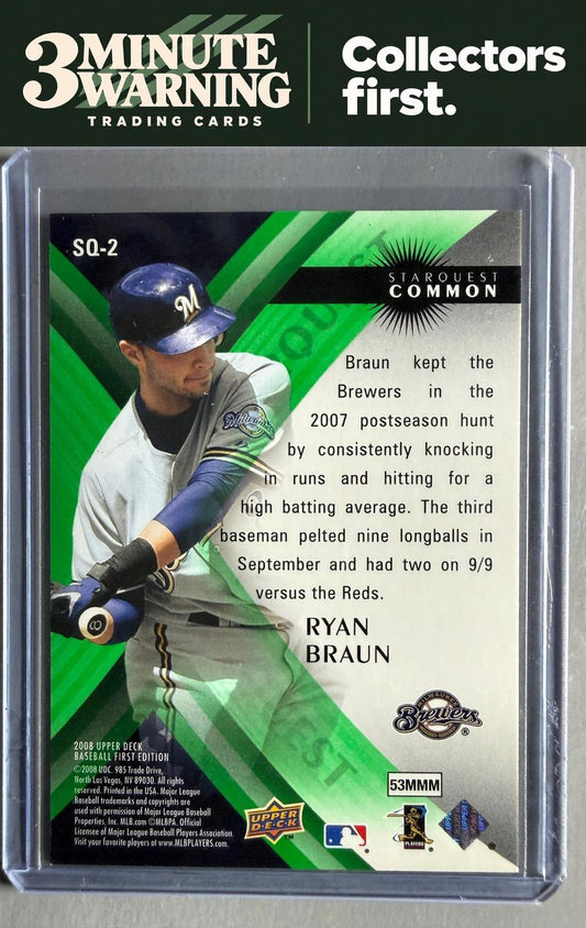 2008 Upper Deck First Edition #SQ-2 Ryan Braun StarQuest Green Common
