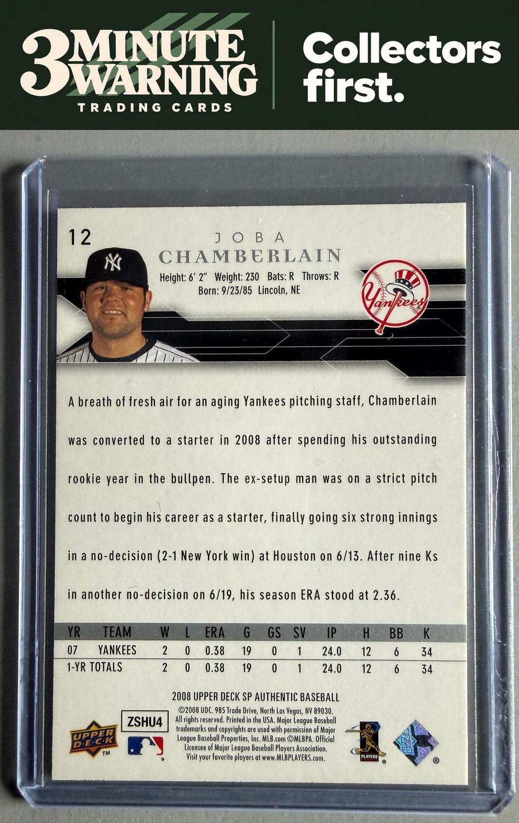 2008 SP Authentic #12 Joba Chamberlain